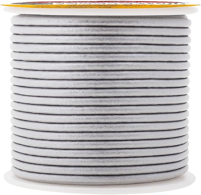 Mandala Crafts Round Genuine Silver Leather Cord - Image 2
