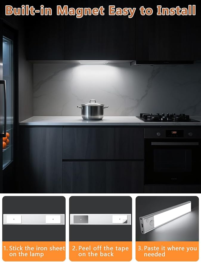 Under Cabinet Motion Sensor Lighting: 8 Inch Dimmable Rechargeable Lights Indoor - Image 7