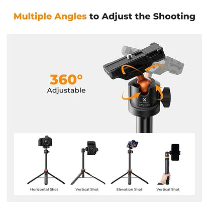 K&F CONCEPT 62'' Phone Selfie Stick Tripod, 2-in-1 Extendable Cell Phone Tripod - Image 5