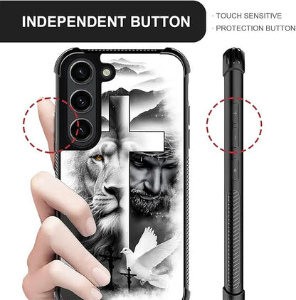 for Samsung Galaxy S23 Case, Lion Cross Jesus Christ Dove Pattern Graphic - Image 5