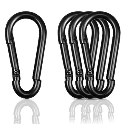 Black Carabiner, Heavy Duty Galvanized Steel Spring Snap Hook Carabiner Clips by High-PQ