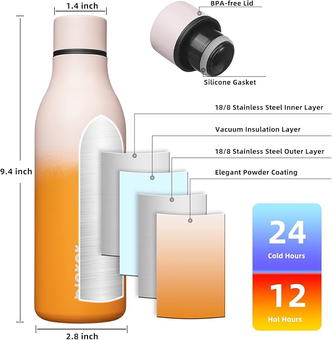 BJPKPK Insulated Water Bottles, 18 oz Stainless Steel Metal Water Bottle - Image 3