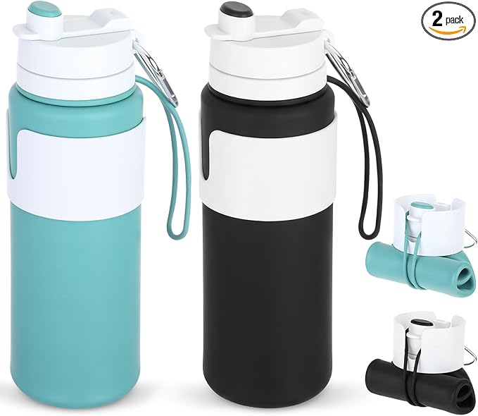 LemonRoad 2 Pcs 26 oz Silicone Collapsible Water Bottle, Portable Foldable by Unknown