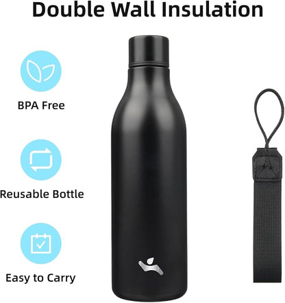 Insulated Water Bottle with Strap, 25 oz Double Wall Stainless Steel Vacuum - Image 3