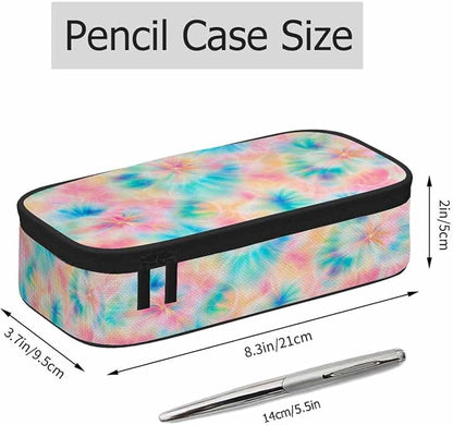 Tie Dye Pencil Case Pink Blue Ring Spray Artistic Design Pencil Bag Pen Markers - Image 2