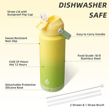 BJPKPK Water Bottle with Straw Lid, 24oz Vacuum Insulated Water Bottles - Image 3