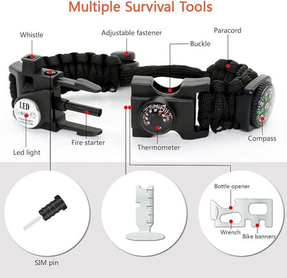 20 in 1 Survival Paracord Bracelet Adjustable Gear Kit - Image 2