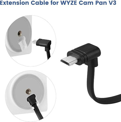 2-Pack 30 ft Cable for WYZE Cam Pan V3 Outdoor Camera, Micro USB 90 Degree - Image 3