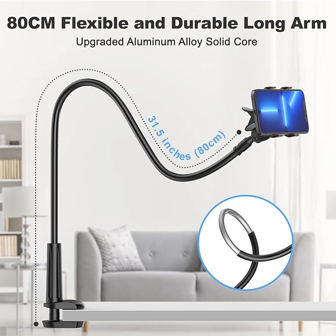 Gooseneck Cell Phone Holder, Universal 360 Flexible Phone Stand Lazy Bracket - Image 2