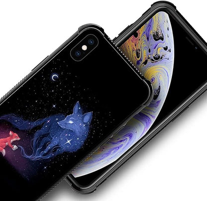 for iPhone Xs Max Case, Galaxy Fox Wolf Pattern Graphic Design Girl Boy Soft - Image 3