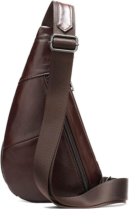 Leather Crossbody Sling Bag for Men Women Single Shoulder Chest Pack Backpack - Image 2