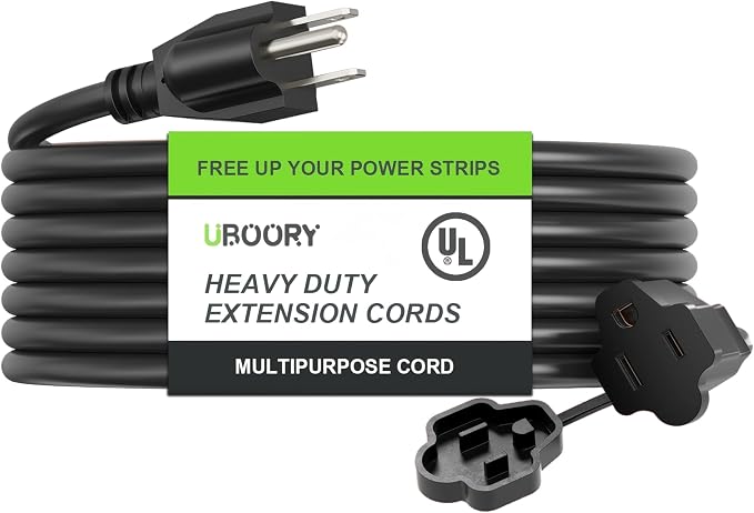 Outdoor Extension Cord Waterproof 5FT, Flexible 100% Copper 3 Prong Extension by UBOORY