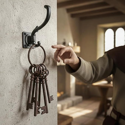 Mystic Colonial Medieval Wall Hooks Hand-Forged Black Coated | Rustic - Image 4