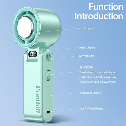 Handheld Portable Fan with Ice Cooler: 199-Speed 5500mAh Rechargeable Handheld - Image 5