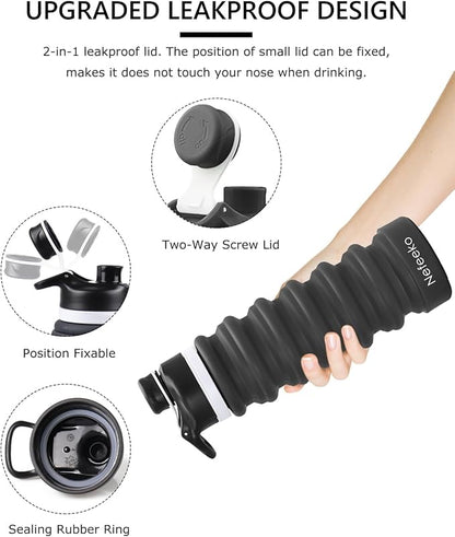 Nefeeko Collapsible Water Bottle, 26oz Silicone Foldable Water Bottles - Image 4