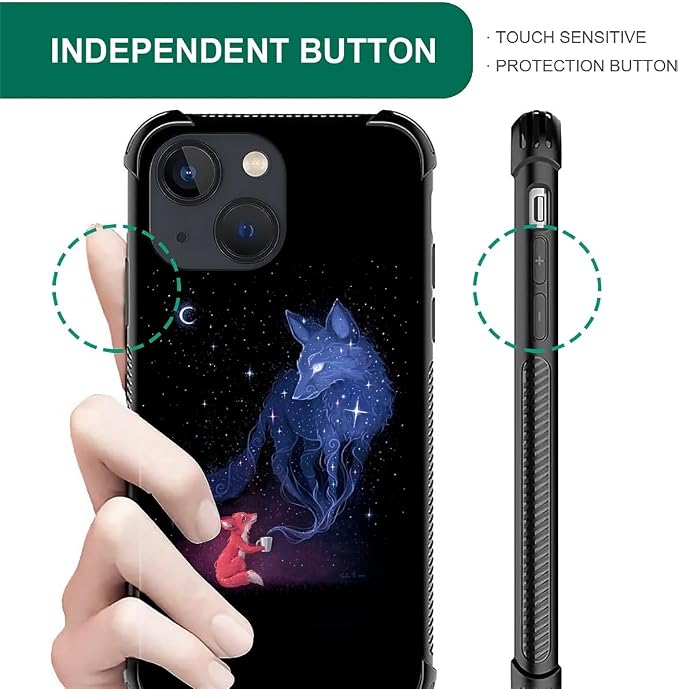 for iPhone 14 Case, Galaxy Fox Wolf Pattern Graphic Design Girl Boy Soft - Image 4