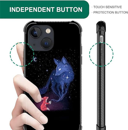 for iPhone 14 Case, Galaxy Fox Wolf Pattern Graphic Design Girl Boy Soft - Image 4