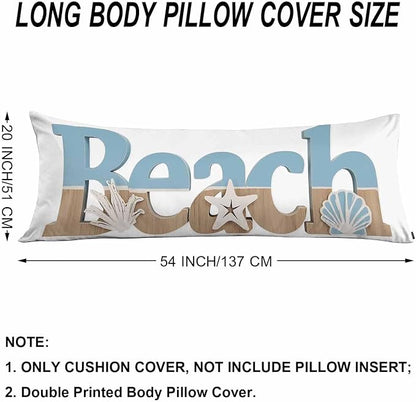 Beach Body Pillow Cover, Decorative Body Pillow Covers Ocean Starfish Seashells - Image 6