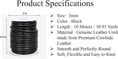 GENIQUE Real/Genuine Round Leather String Cord - Image 3
