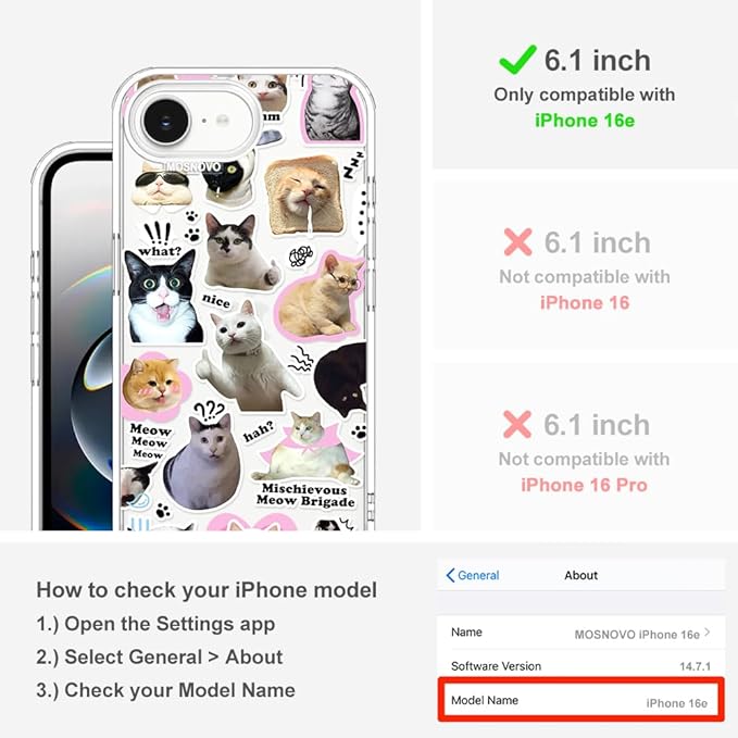 MOSNOVO for iPhone 17e Case/iPhone 16e Case, Shockproof Military-Grade - Image 2