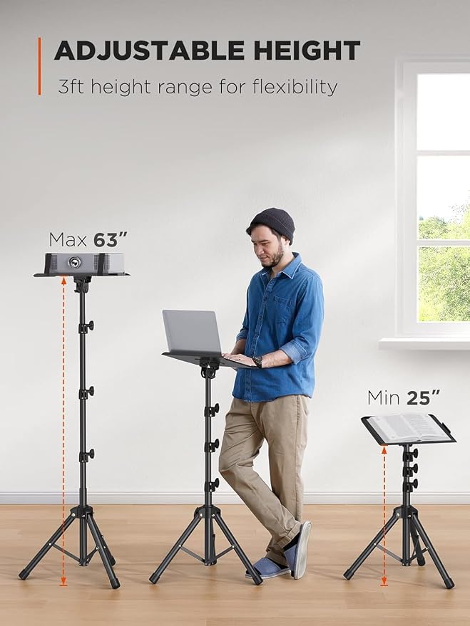 AMADA HOMEFURNISHING Foldable Projector Tripod, Adjustable Height 25-63 Inch - Image 6