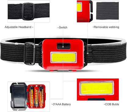 8 Pack Led Headlamp for Adults and Kids, 1.1oz/31g COB Flood Light Ultra Bright - Image 6