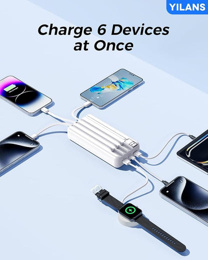 Portable Charger, 50000mAh Power Bank Built-in Cable, 22.5W PD USB C In & Out - Image 3