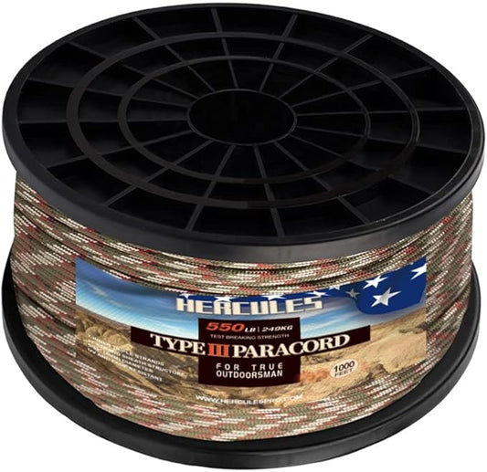 HERCULES Type III Paracord 550 Paracord Rope Parachute Cord, Survival Cord by HERCULES