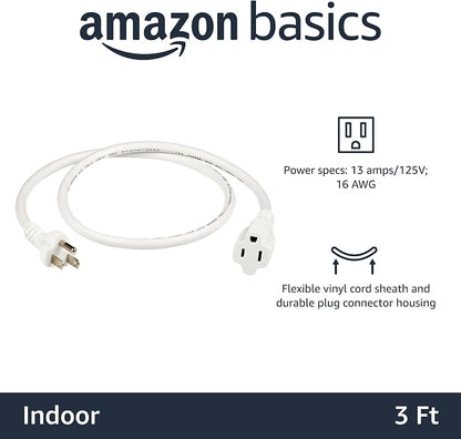 Amazon Basics Extension Cord, 3 Ft, 3-Prong Outlet Extender, Indoor Use - Image 2