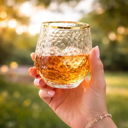 48 Pack Ribbed Stemless Champagne Flutes Gold Rim – 24 9oz Mimosa Glasses & 24 - Image 2