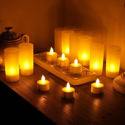 WoneNice Rechargeable Tea Lights Flickering Flameless Candles - Image 5