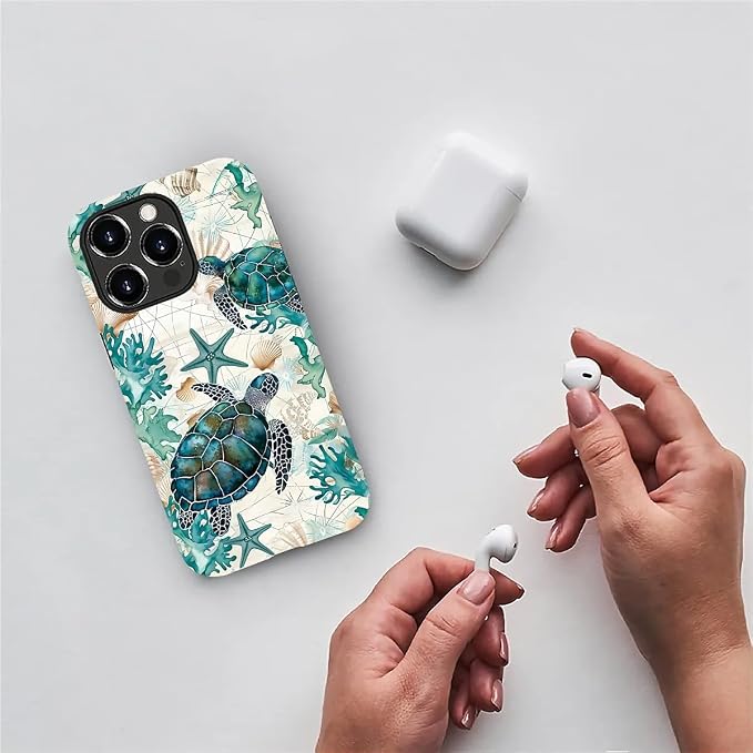 for iPhone 12 Pro Max Case, HH2 Ocean Sea Turtle Nautical Map Hybrid 2 Layer - Image 5