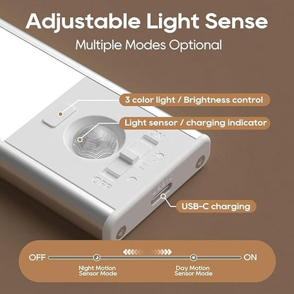 2 Pack Under Cabinet Lighting, 3 Color Temperatures Motion Sensor Light Indoor - Image 3