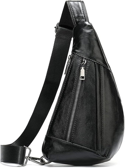 Hebetag Leather Crossbody Sling Bag by Hebetag