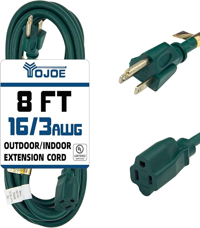 YOJOE Indoor Outdoor Extension Cord, 3 Prong 13A Weatherproof Power Cord by YOJOE