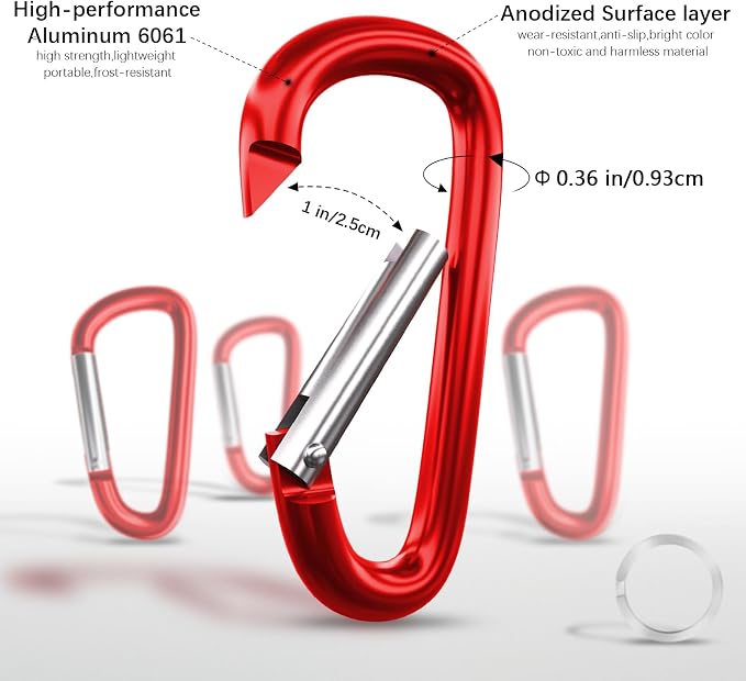 sprookber 4" & 5" Extra Large Aluminum Carabiner D Ring, Caribeener Clips - Image 4