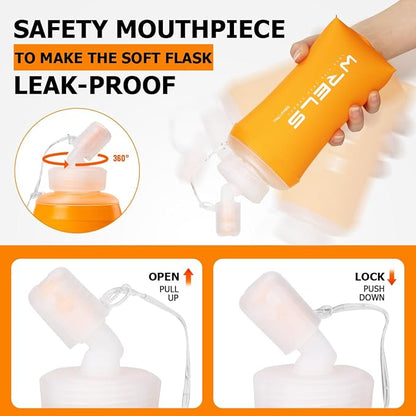 WRELS 350ml/500ml TPU Soft Water Bottles BPA Free Collapsible Soft Flask - Image 4