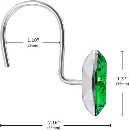 MitoVilla Green Shower Curtain Hooks Rings, Metal Shower Hooks - Image 5