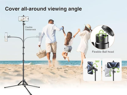elitehood 6.8 Feet Tall Phone Stand Tripod, Aluminum iPhone Tripod, Adjustable - Image 5