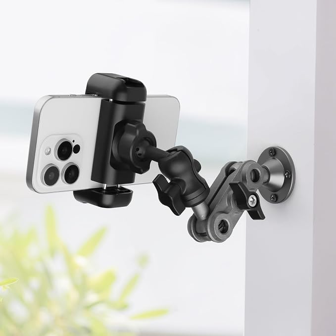 Wall Mount Phone Holder Drilling Base Heavy Duty iPhone Stand, 360° Adjustable - Image 4