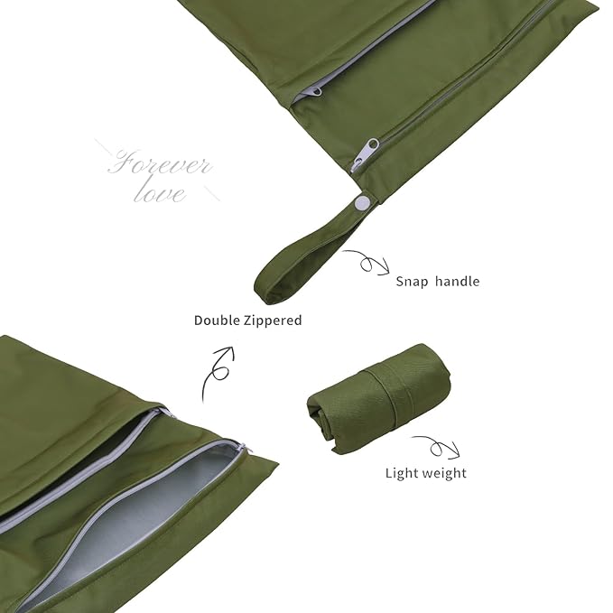ALVABABY 2pcs Cloth Diaper Wet Dry Bags Waterproof Reusable - Image 2