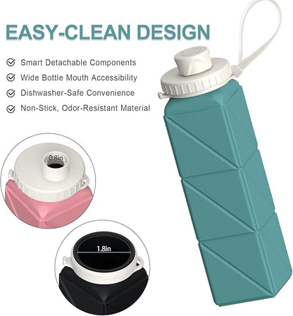 BEAUTAIL Collapsible Water Bottles 20.6oz, Silicone Foldable Portable Travel - Image 5