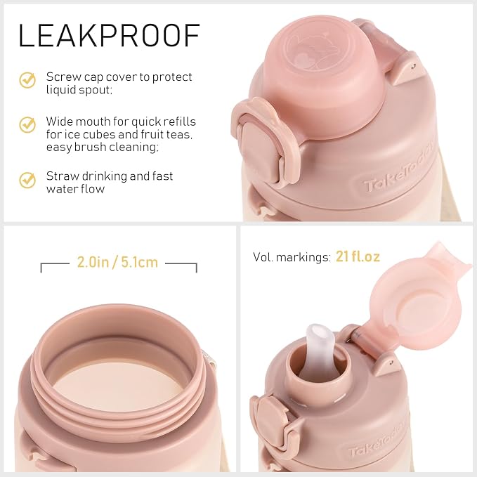 TakeToday Collapsible Water Bottles 21oz, Foldable Platinum Silicone Travel - Image 7