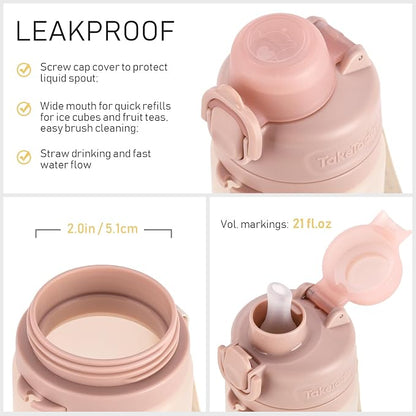 TakeToday Collapsible Water Bottles 21oz, Foldable Platinum Silicone Travel - Image 7