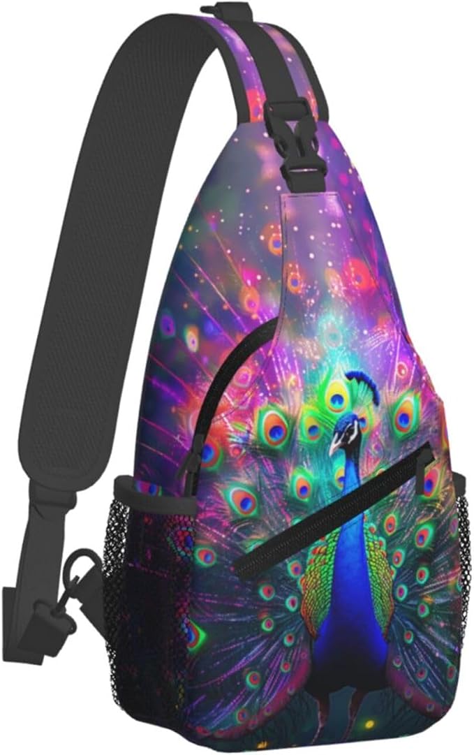 Beautiful Peacock Sling Bag For Women Men Fashion Backpack Crossbody Peacock - Image 2