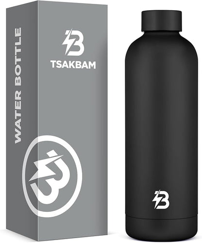 Insulated Water Bottle with Lid, 25 oz Reusable Leak-Proof Metal Stainless by TSAKBAM