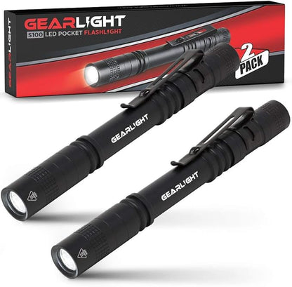 GearLight S100 LED Pocket Pen Light- 2 Small, Compact Flashlights by GearLight
