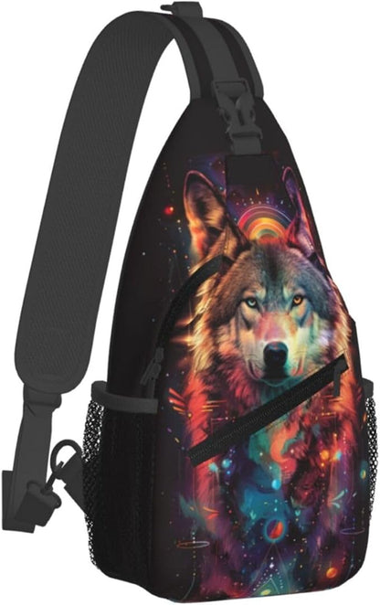 Wolf Sling Bag For Women Men Fashion Wolf Print Backpack Crossbody Shoulder Bag - Image 2