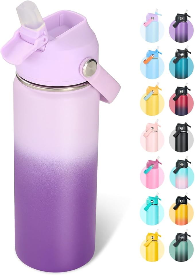 Fijinhom 18oz Insulated Stainless Steel Water Bottle, Wide Mouth Double Wall by Fijinhom