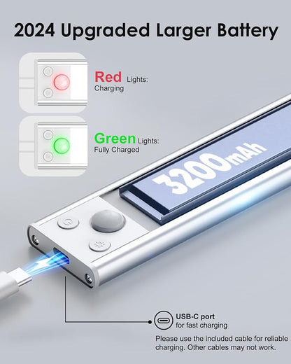 VerRon 14in Under Cabinet Lighting, 3200mAh Rechargeable Battery Powered Closet - Image 5